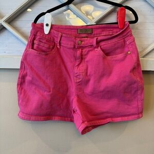 Judy Blue Women’s 1X Garment Dyed Pink High Waist Jean Shorts